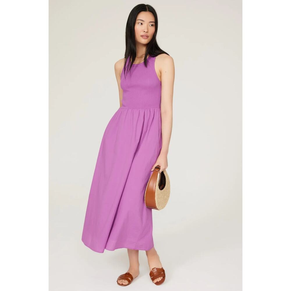 XIRENA Women's Flynn Sleeveless Racerback Midi Dress Purple Lilac Stretch Size M